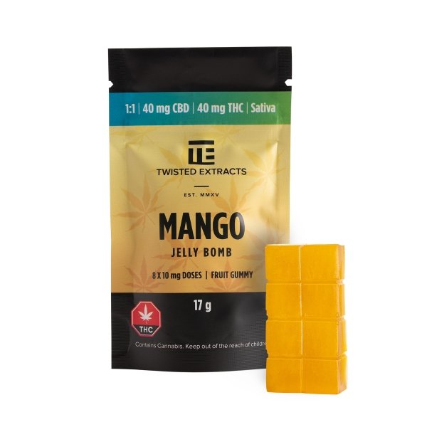 Buy Twisted Extracts – Mango 1:1 Jelly Bomb (40mg THC | 40mg CBD) Cannabis Sativa Online Buy Twisted Extracts – Mango 1:1 Jelly Bomb (40mg THC | 40mg CBD) Cannabis Sativa Online