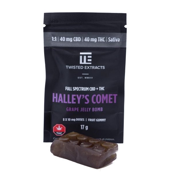 Buy Twisted Extracts – 1:1 Jelly Bomb Grape Halley`s Comet (40mg THC | 40mg CBD) Cannabis Sativa Online Buy Twisted Extracts – 1:1 Jelly Bomb Grape Halley`s Comet (40mg THC | 40mg CBD) Cannabis Sativa Online