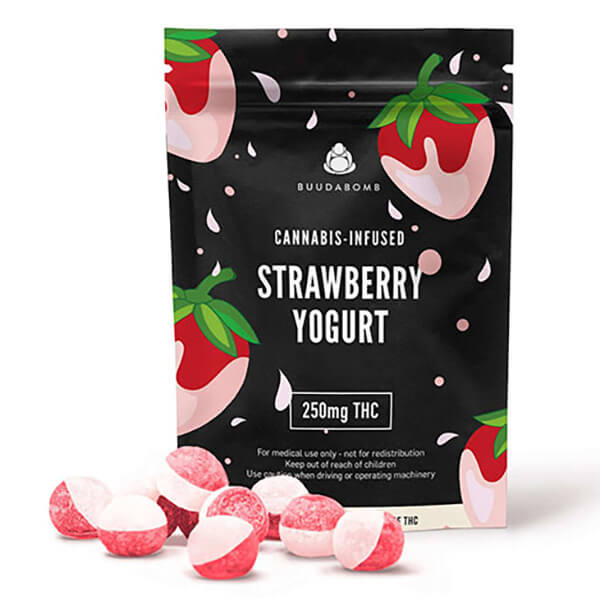 Buy Strawberry Yogurt Vegan Gummies BuudaBomb 250mg THC Online Buy Strawberry Yogurt Vegan Gummies BuudaBomb 250mg THC Online