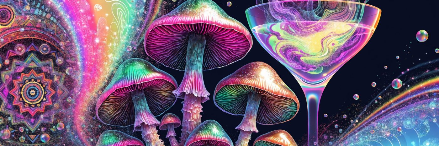 Vibrant psychedelic magic mushroom illustration